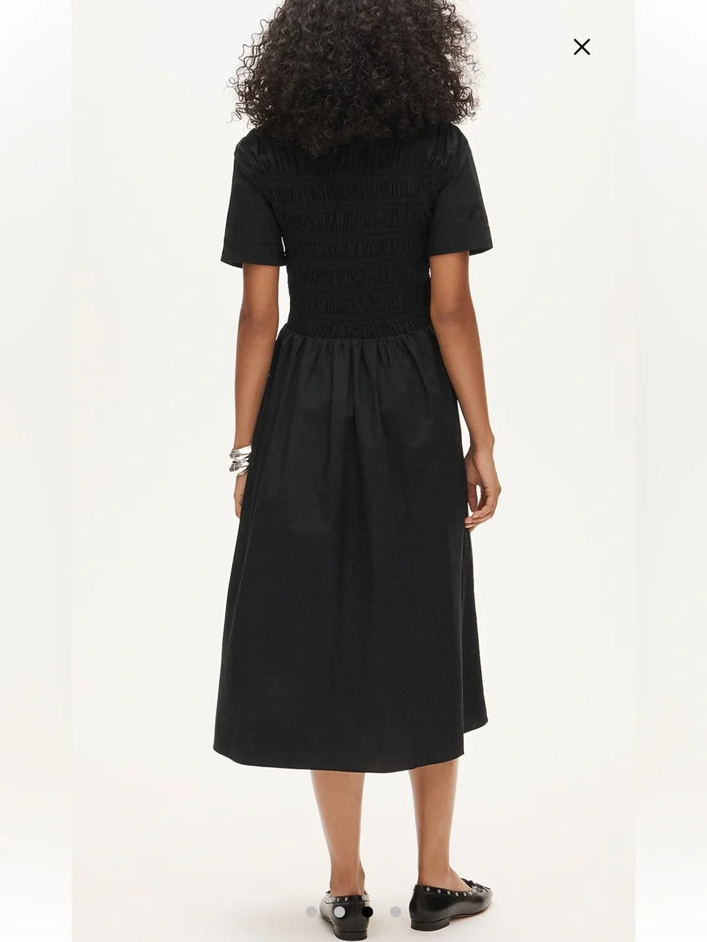 NWT $168 J. Crew Elsie Shirt Dress Cotton Poplin Black Size Small Midi Smocked